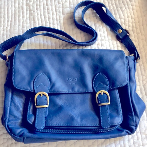 Anoki Paris Blue Leather Crossbody Bag - Picture 1 of 13